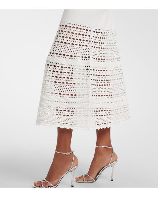Jonathan Simkhai White Westly Open-Knit Midi Skirt