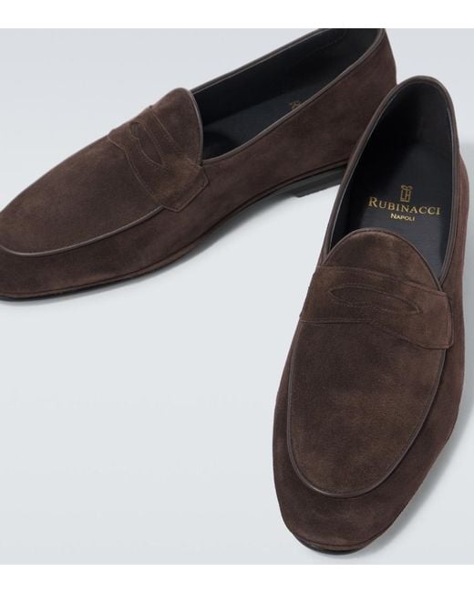 Rubinacci Brown Suede Loafers for men