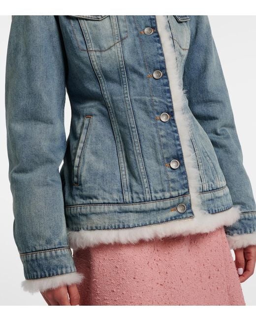 Dolce & Gabbana Blue Shearling-Trimmed Denim Jacket