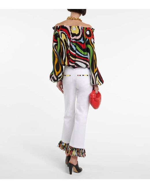 Pantalones De Tiro Alto Cropped Emilio Pucci de color White