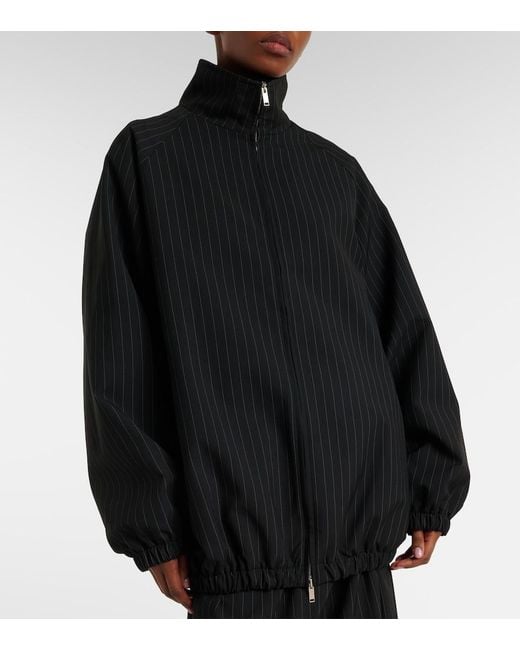 Frankie Shop Black Baxter Oversized Pinstripe Blouson Jacket