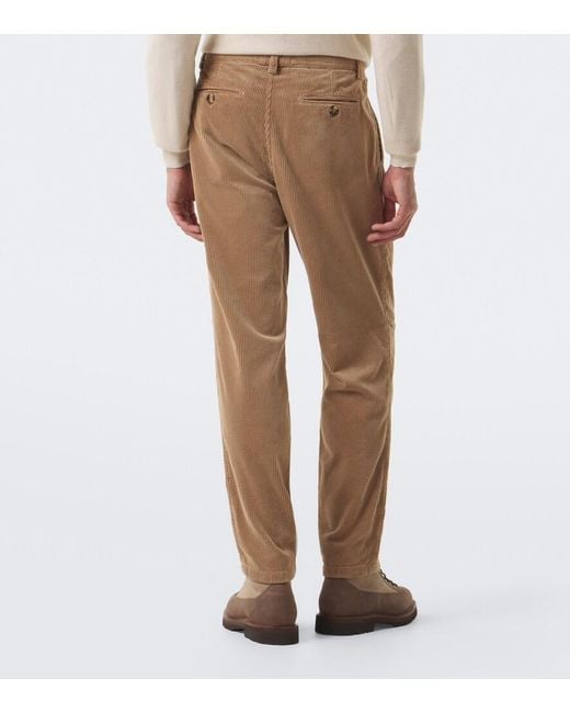 Brunello Cucinelli Natural Cotton Corduroy Straight Pants for men