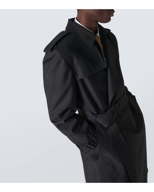Trench-coat en soie melangee Burberry pour homme en coloris Black