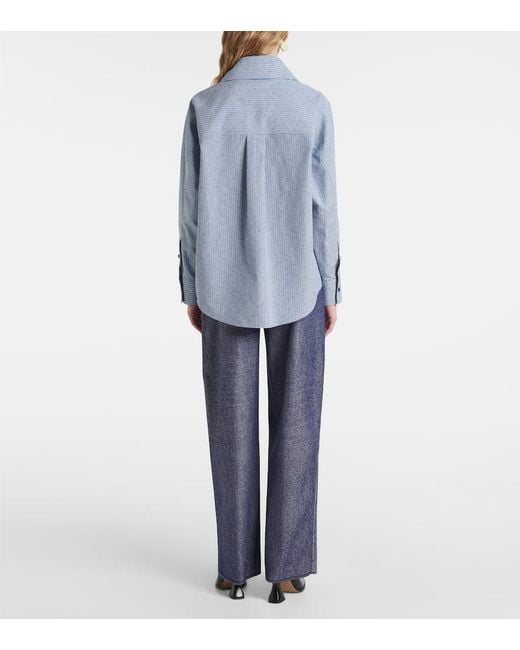 Bottega Veneta Blue Bluse Aus Baumwolle Und Leinen