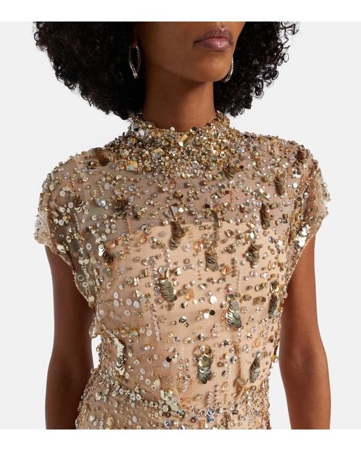 Jenny Packham Natural Sylvie Embellished Gown