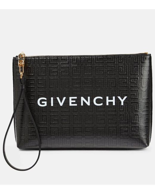 Givenchy Black 4g Large Coated Canvas Pouch