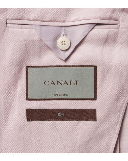 Canali Pink Linen And Silk Blazer for men