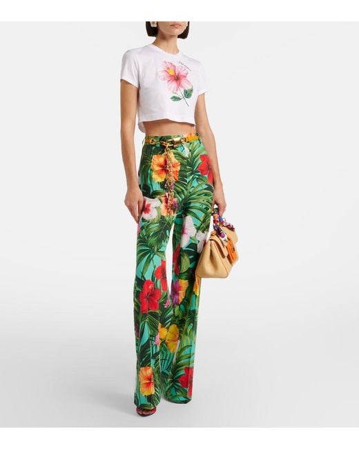 Dolce & Gabbana White Floral Cotton Crop Top