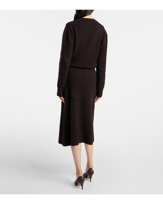 The Row Black Ivanka Cashmere And Silk Midi Skirt