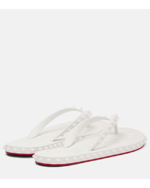 Christian Louboutin White Super Loubi Flip Spiked Thong Sandals