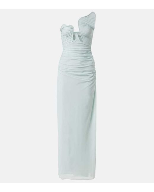 Christopher Esber Blue Salacia Ruched Jersey Gown
