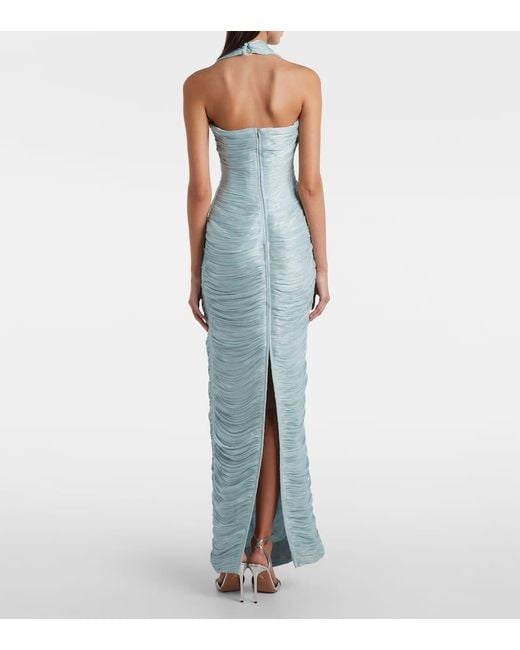 Marmar Halim Blue Robe Aus Crepe