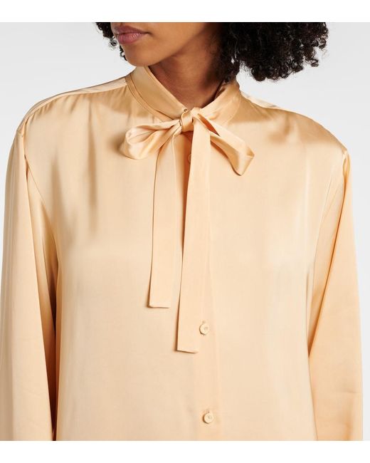 Jil Sander Natural Bow-Detail Satin Blouse