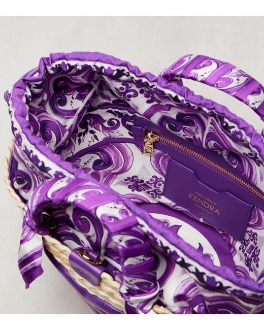 Dolce & Gabbana Purple Tote Dg Majolica Aus Stroh