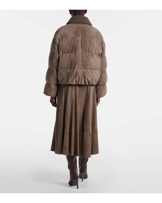 Brunello Cucinelli Brown Suede Down Jacket