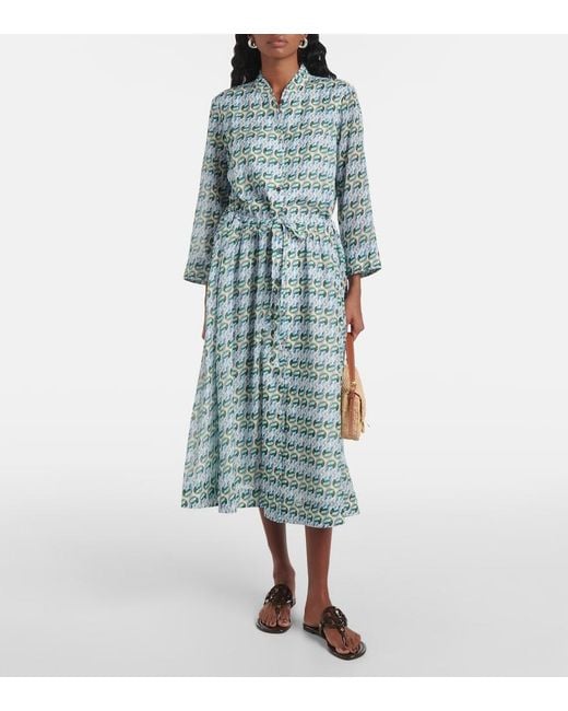 Tory Burch Green Printed Shirtdress