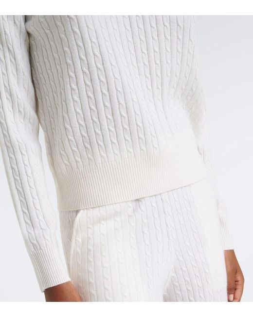 Eleventy White Cable-Knit Cashmere Sweater