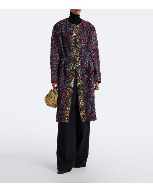 Dries Van Noten Metallic Small Floral Jacquard Top-Handle Bag