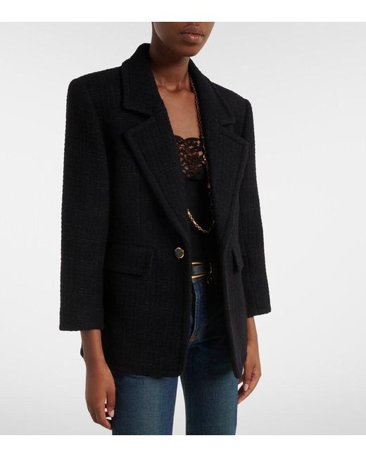 Saint Laurent Black Wool-Blend Tweed Jacket