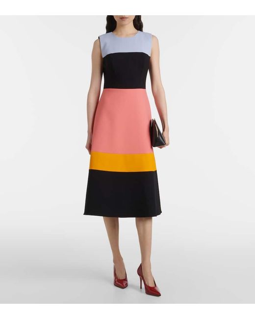 Vestido Midi De Mezcla De Lana Carolina Herrera de color Black