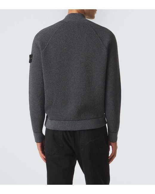 Stone Island Gray Cotton-Blend Cardigan for men