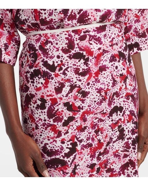 Dries Van Noten Red Floral Pencil Skirt