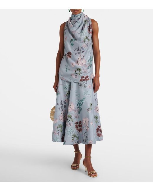 Altuzarra Gray Sleary Floral Draped Silk Top