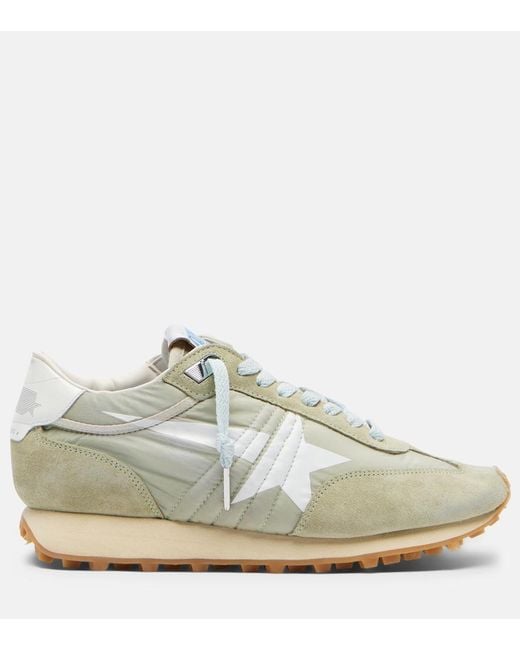 Golden Goose Deluxe Brand White Running Marathon Suede-Trimmed Sneakers
