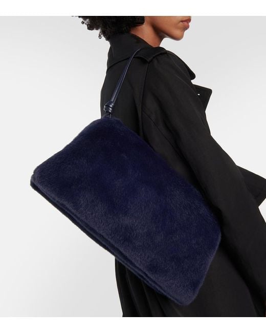 Staud Blue Schultertasche Vivi Aus Velourslederimitat