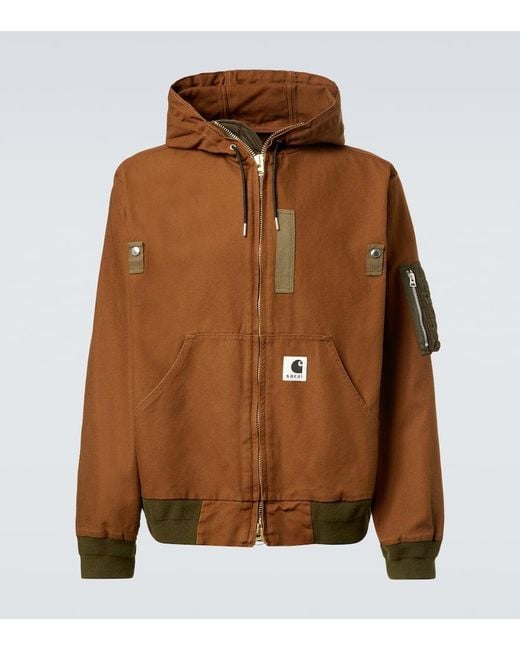 Sacai Brown X Carhatt Cotton Canvas Jacket for men
