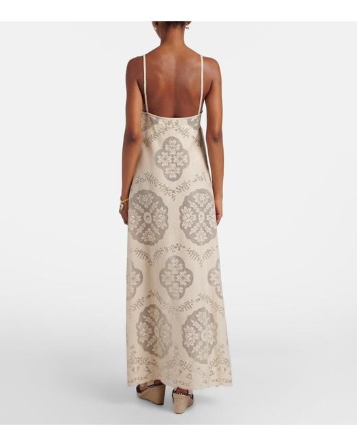 Valentino Natural Vgold Floral Cotton-Blend Maxi Dress