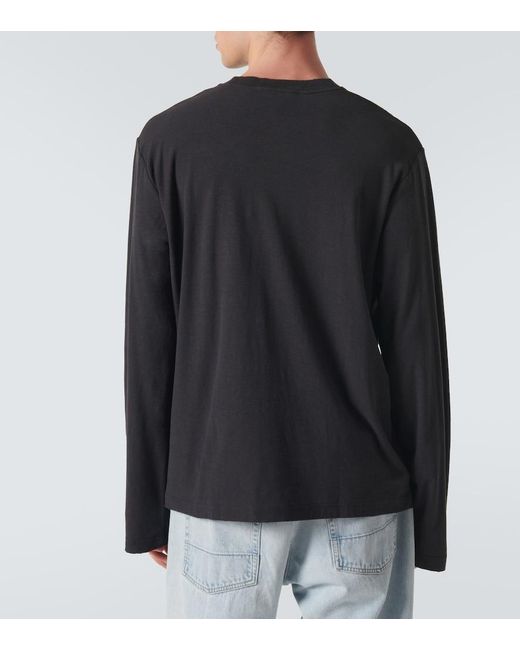Acne Black Logo Distressed Jersey T-Shirt for men
