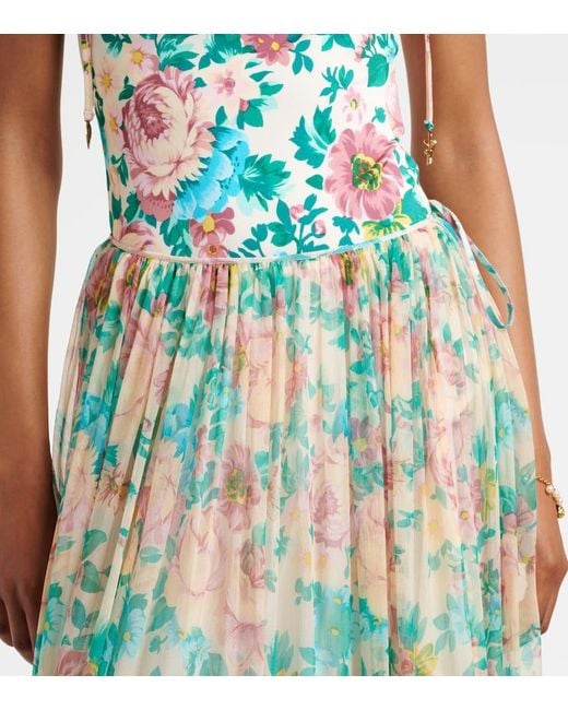 Jupe Longue En Soie A Fleurs Chloé en coloris Green