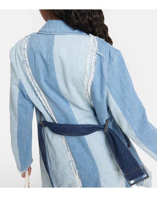 Tod's Blue Belted Denim Coat