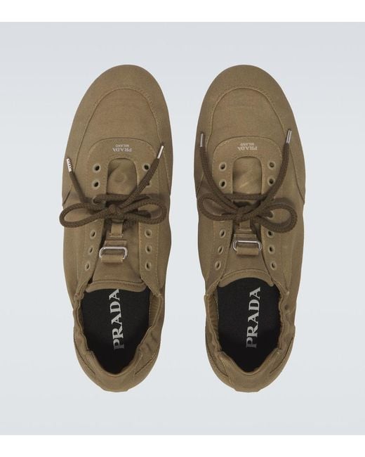Prada Green Collapse Canvas Sneakers for men