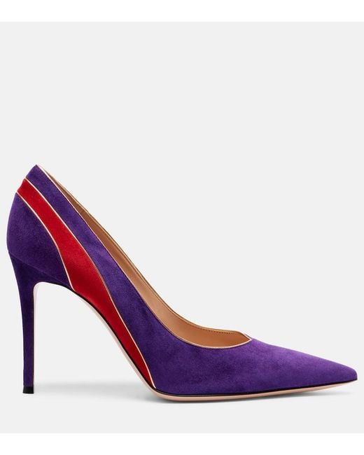 Gianvito Rossi Purple Pointy 95 Suede Pumps
