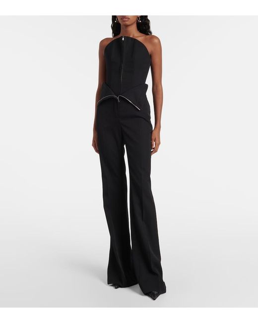 McQueen Black High-Rise Wool Flared Pants