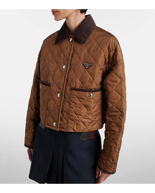 Prada Brown Re-Nylon Quilted Cropped Jacket