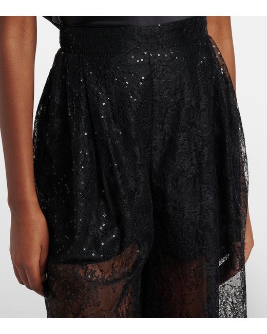 Nina Ricci Black Sequined Lace Balloon Pants