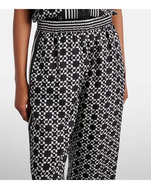 Jonathan Simkhai Gray Zuna Printed Wide-Leg Pants