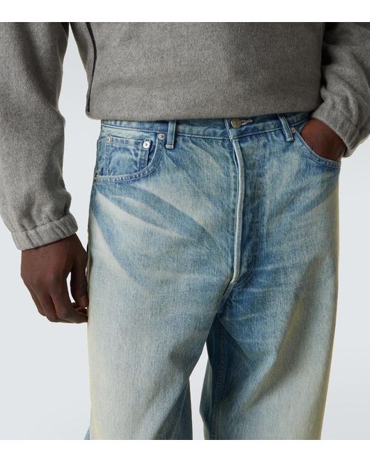 Auralee Blue Faded Wide-Leg Jeans for men
