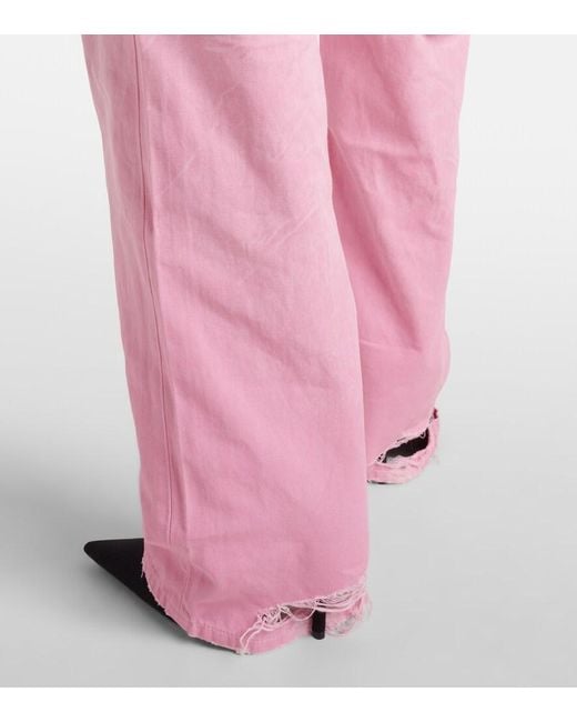 Balenciaga Pink High-Rise Wide-Leg Jeans