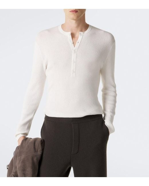 Lisa Yang White Falk Cotton And Cashmere Henley Shirt for men