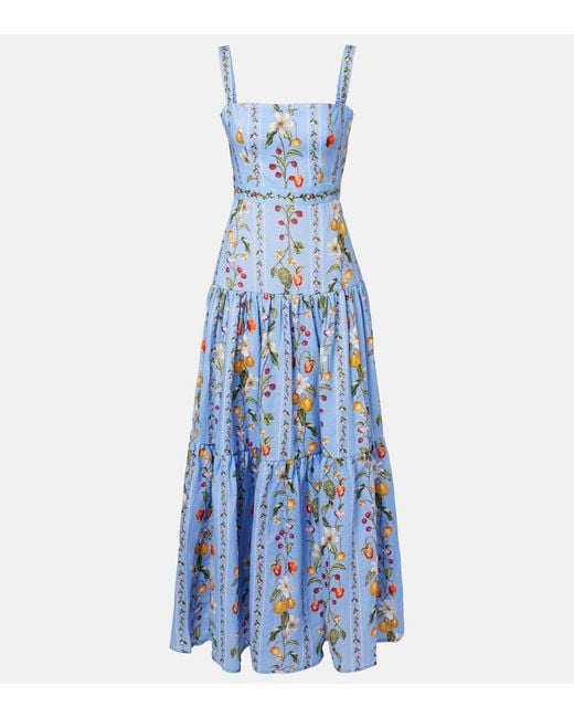Agua Bendita Blue Lima Printed Linen Maxi Dress