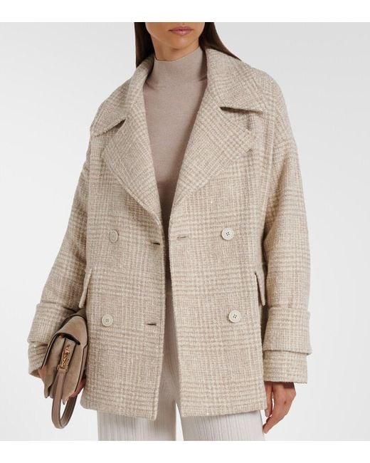 Eleventy Natural Checked Wool And Alpaca-Blend Jacket