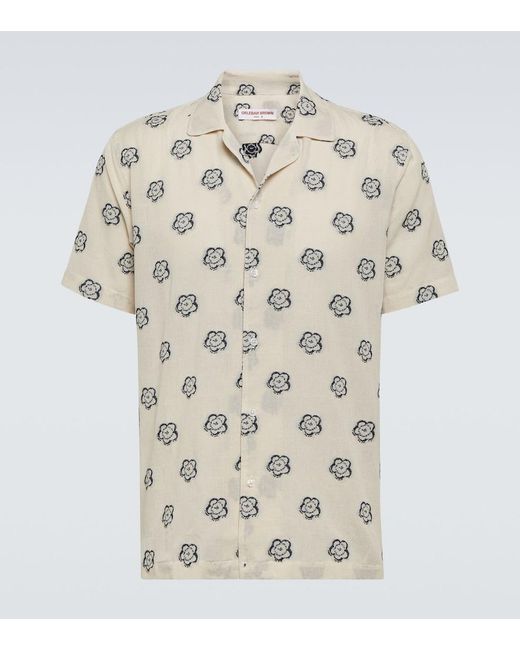 Orlebar Brown White Marne Cotton-Blend Jacquard Bowling Shirt for men