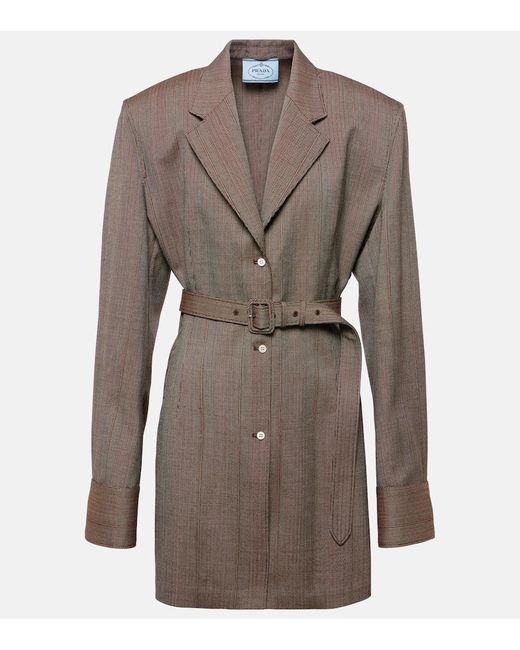 Prada Brown Pinstripe Wool Jacket