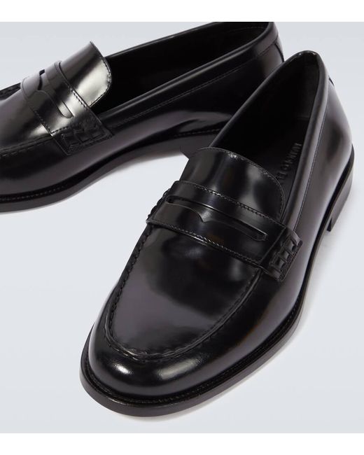 Manolo Blahnik Black Perry Leather Penny Loafers for men