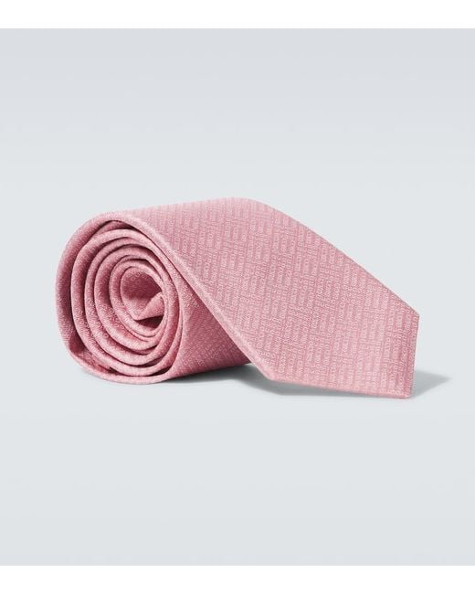 Gucci Pink Jacquard Logo Silk Tie for men