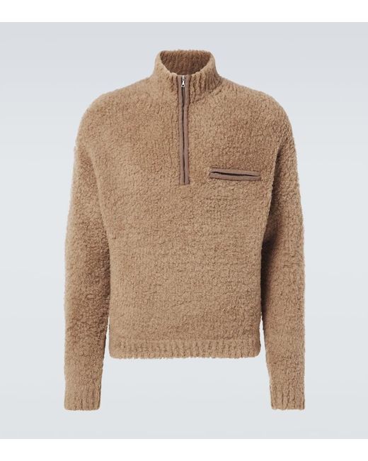 Auralee Natural Wool-Blend Boucle Half-Zip Sweater for men